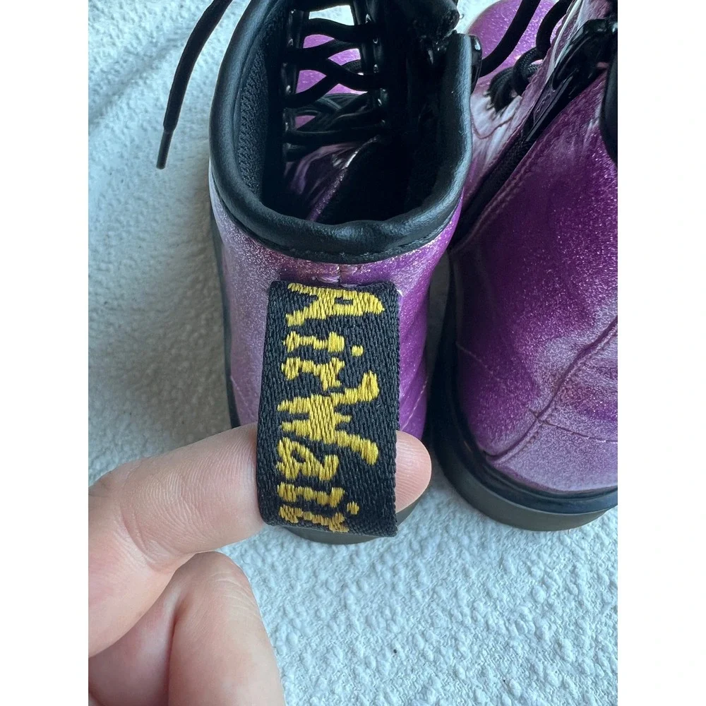 Dr. Martens 1460 Glitter J Purple Sparkle Lace Up Zip Boots US 5L 4M